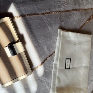 Gucci Tan and Black Leather Clutch